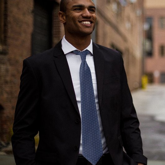 ダークブルーフラワーオブライフ柄ネックタイ ネクタイ