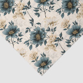 ダークブルーフローラデザイン 薄葉紙 (詳細)