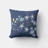 ダークブルーフローラピローケース クッション (正面)