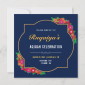 ダークブルーフローラベビーガールアキカ 招待状 (裏面)