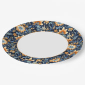 ダークブルーフローラペイズリー縁ど ペーパープレート (アングル)