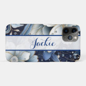 ダークブルーフローラル Case-Mate iPhoneケース (裏面(横))