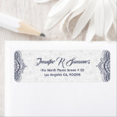 ダークブルーフローラレースホワイトダマスク ラベル (インサイチュ)