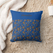 ダークブルーフローラ彼女の名前に最適な贈り物 クッション (ブランケット)