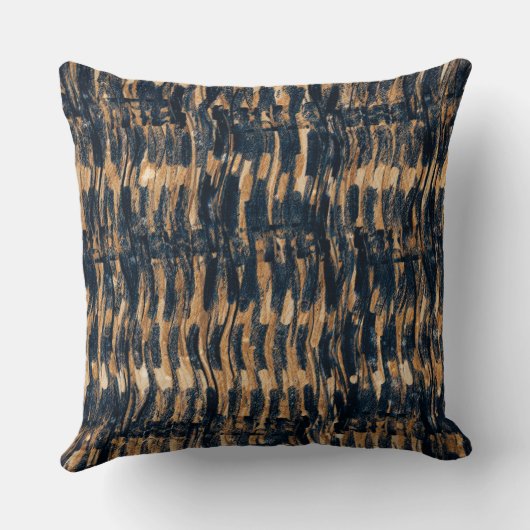 ダークブルーブラウン動揺して波状ストライプ クッション (裏面)