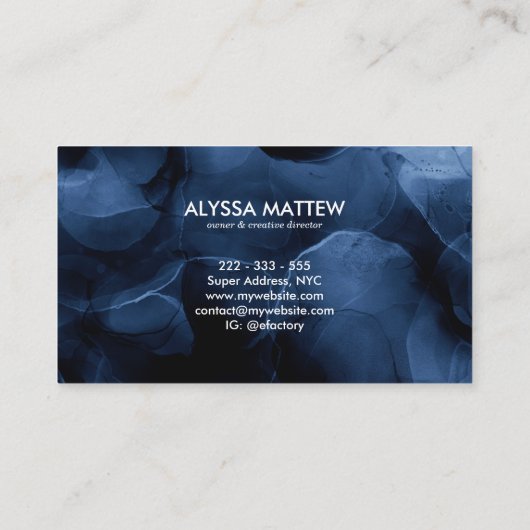 ダークブルーブラック金ゴールドグリッター水彩カスタム 名刺 (裏面)