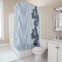 ダークブルーペイズリーストライプパターンレトロシックボホ