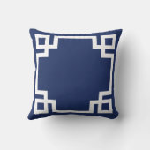 ダークブルーホワイトギリシャ鍵 クッション (裏面)