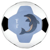 ダークブルーホワイトジャンピングドルフィングリッタールック サッカーボール (回転)