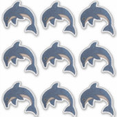 ダークブルーホワイトジャンピングドルフィンズフェイクグリッタールック シール (正面)