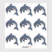 ダークブルーホワイトジャンピングドルフィンズフェイクグリッタールック シール (シート)