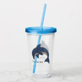 ダークブルーホワイトベリースパークルドルフィンジャンプ アクリルタンブラー (裏面)