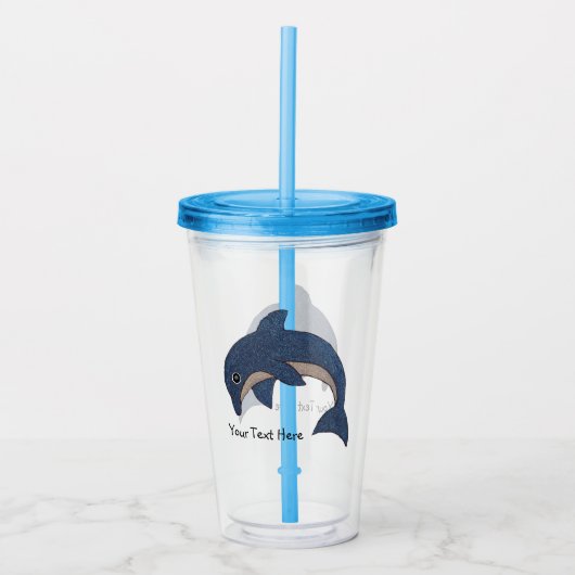 ダークブルーホワイトベリースパークルドルフィンジャンプ アクリルタンブラー (正面)