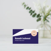 ダークブルーホワイトミニマモダンリストスタイル 名刺 (スタンド正面)