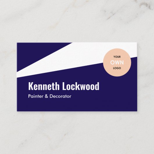 ダークブルーホワイトミニマモダンリストスタイル 名刺 (正面)