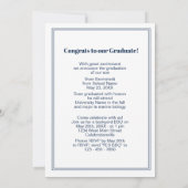 ダークブルーホワイトミニマリスト卒業 案内状 (裏面)