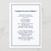 ダークブルーホワイトミニマリスト卒業 案内状 (裏面)