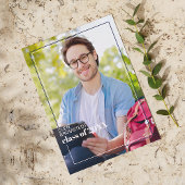 ダークブルーホワイトミニマリスト卒業 案内状