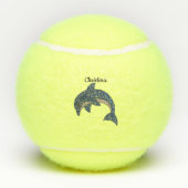 ダークブルーホワイト海ドルフィンジャンプ テニスボール (裏面)