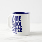 ダークブルーホームスクール先生レトロ ツートーンマグカップ (正面左)
