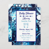 ダークブルーボーイズベビーシャワー招待状 ポストカード (正面/裏面)