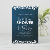 ダークブルーミニマリスト赤ちゃんシャワー 招待状 (スタンド正面)