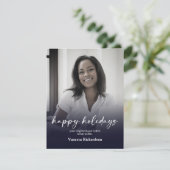 ダークブルーモダングラデーション写真公証人クリスマス シーズンカード (スタンド正面)