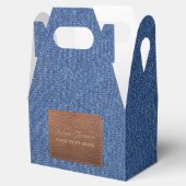 ダークブルーモダンデニムジーンズのテクスチャー革パッチ フェイバーボックス (オープン)