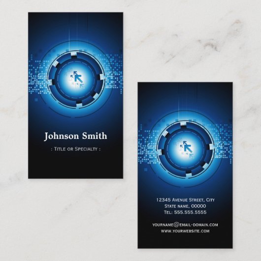 ダークブルーモダンハイテクノロジー 名刺 (正面/裏面)