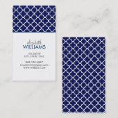 ダークブルーモロカンクローバーパターン 名刺 (正面/裏面)