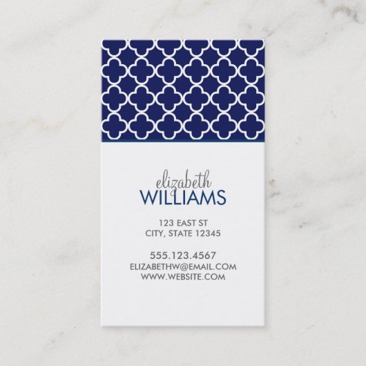 ダークブルーモロカンクローバーパターン 名刺 (正面)