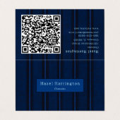 ダークブルーユニークQRコード折り畳み名刺クラス 名刺 (外部フラット)