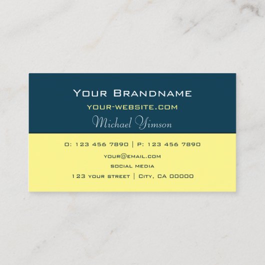 ダークブルーライトイエロークラシックプロフェッショナル 名刺 (裏面)