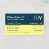 ダークブルーライトイエロー、イニシャルプロフェッショナル 名刺 (裏面)