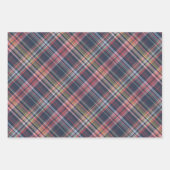 ダークブルーライト赤面コーラルピンクレッドホワイトプレイド ラッピングペーパーシート (正面3)