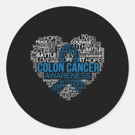 ダークブルーリボン結腸がん認識度Moを持つ ラウンドシール (正面)