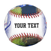 ダークブルーレトロフォト野球 野球ボール (裏面)