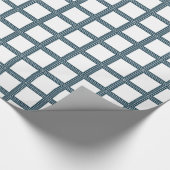 ダークブルーレースの窓ガラスの正方形（白） ラッピングペーパー (角)