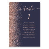 ダークブルーローズゴールドグリッターウェディング テーブルナンバー (正面)