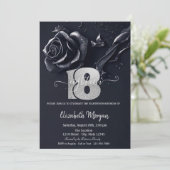 ダークブルーローズ ゴシック 18歳の誕生日 招待状 (スタンド正面)