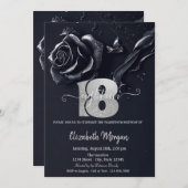 ダークブルーローズ ゴシック 18歳の誕生日 招待状 (正面/裏面)