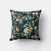 ダークブルーヴィンテージスタイルガーデンフラワーパターン クッション (裏面)