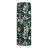 ダークブルーヴィンテージスタイルガーデンフラワーパターン タンブラー (裏面)