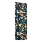 ダークブルーヴィンテージスタイルガーデンフラワーパターン タンブラー (回転右)