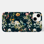ダークブルーヴィンテージスタイルガーデンフラワーパターン Case-Mate iPhoneケース (裏面 (横))