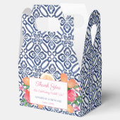 ダークブルーヴィンテージタイルシトラスピンクウェディングシャワー フェイバーボックス (オープン)