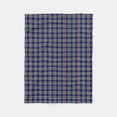 ダークブルーヴィンテージ格子模様 フリースブランケット (正面)