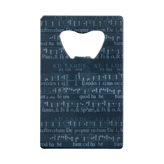 ダークブルーヴィンテージ音楽 クレジットカード栓抜き (正面)