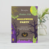 ダークブルー不気味ハローウィンパーティ 招待状 (スタンド正面)