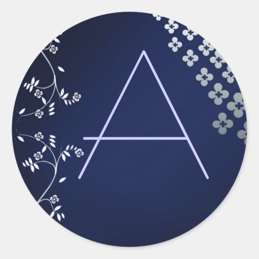 ダークブルー丸モノグラムのステッカー ラウンドシール (正面)